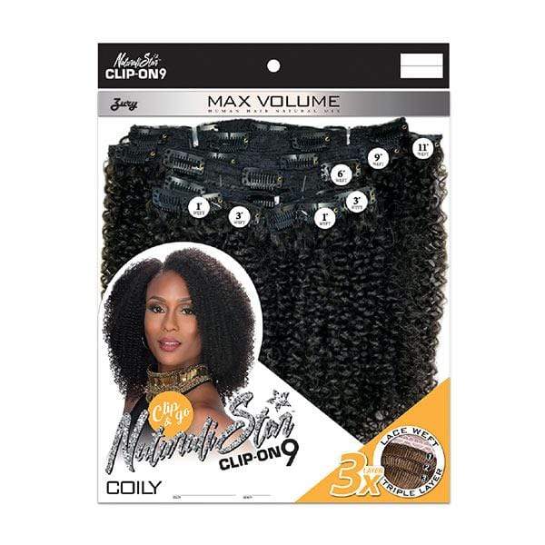 Zury Sis Naturali Star Human Hair Blend Clip On 9 Weave - NAT HB CLIP ON COILY 10  Fashion