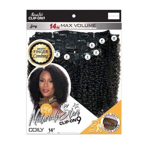 Zury Sis Naturali Star Human Hair Blend Clip On 9 Weave - NAT HB CLIP ON COILY 14  - Clearance For Sale